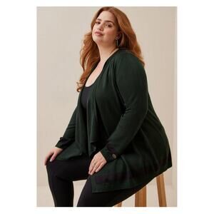 Torrid Outlander Dark Green Open Front Drape Cardigan Sz.4